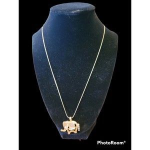 Vintage Gold-tone and Rhinestone Elephant Pendant with Gold-tone Necklace